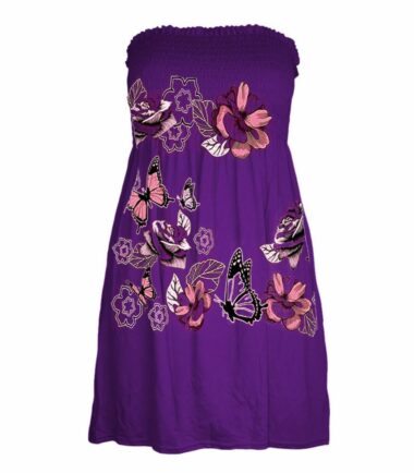 New-Womens-Butterfly-Floral-Print-Bandeau-Boobtube-Sheering-Flare-Mini-Dress-Top New Womens Butterfly Floral Print Bandeau Boobtube Sheering Flare Mini Dress Top