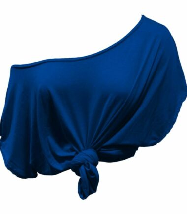 New Womens Plain Off Shoulder Tie Knot Front Short Sleeve Baggy Crop T-Shirt Top