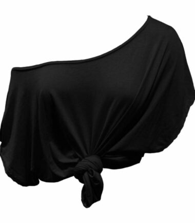 New Womens Plain Off Shoulder Tie Knot Front Short Sleeve Baggy Crop T-Shirt Top