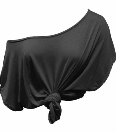 New Womens Plain Off Shoulder Tie Knot Front Short Sleeve Baggy Crop T-Shirt Top