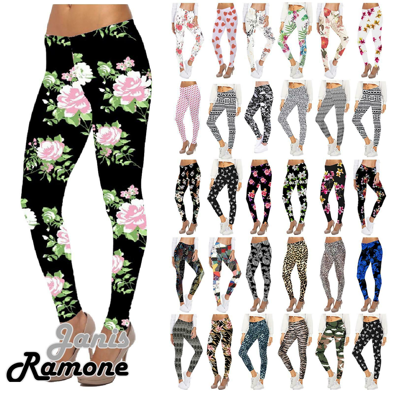 Womens-Printed-Stretchy-Full-Length-Leggings-Skinny-Dance-Casual-Trousers-Pants Womens Printed Stretchy Full Length Leggings Skinny Dance Casual Trousers Pants