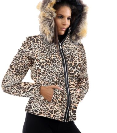 Womens Shiny Wetlook Puffer Quilted Padded Fur Hooded Zip Up Winter Jacket Coat