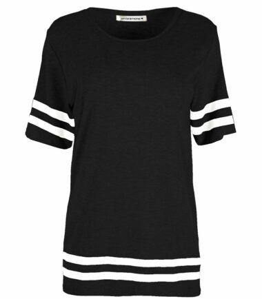 New Womens Short Sleeve Stripe Print Baseball Sports Baggy Oversized T-Shirt Top