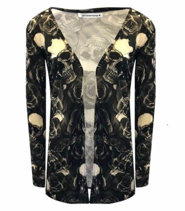 New Womens Ladies Printed Open Front Pocket Boyfriend Cardigan Long Sleeve Tops