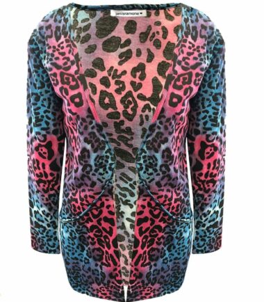 New Womens Ladies Printed Open Front Pocket Boyfriend Cardigan Long Sleeve Tops