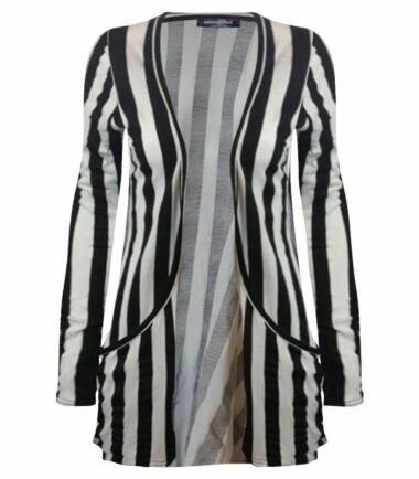 New Womens Ladies Printed Open Front Pocket Boyfriend Cardigan Long Sleeve Tops