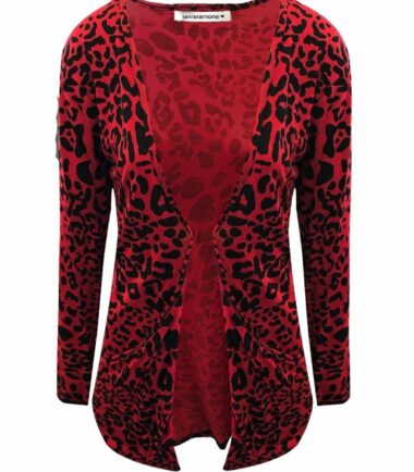 New Womens Ladies Printed Open Front Pocket Boyfriend Cardigan Long Sleeve Tops