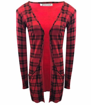 New Womens Ladies Printed Open Front Pocket Boyfriend Cardigan Long Sleeve Tops
