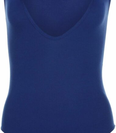 New Womens Ladies Deep V Neck Plain Bodysuit Sleeveless Stretch Leotard Vest Top