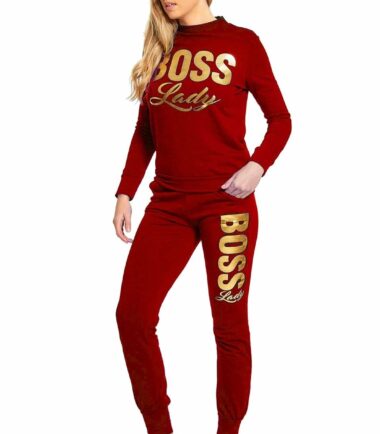 Womens-Gold-Foil-Boss-Lady-Printed-Fleece-Sweatshirt-Top-Bottoms-Set-Tracksuit Womens Gold Foil Boss Lady Printed Fleece Sweatshirt Top Bottoms Set Tracksuit