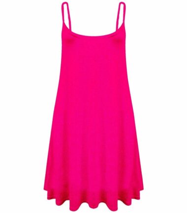 New-Womens-Plain-Camisole-Strappy-Flared-Cami-Swing-Mini-Dress-Summer-Vest-Top New Womens Plain Camisole Strappy Flared Cami Swing Mini Dress Summer Vest Top