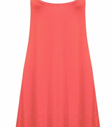New-Womens-Plain-Camisole-Strappy-Flared-Cami-Swing-Mini-Dress-Summer-Vest-Top New Womens Plain Camisole Strappy Flared Cami Swing Mini Dress Summer Vest Top