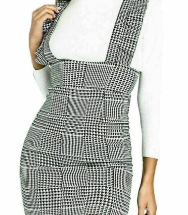 New-Womens-Hound-Dog-Tooth-Tartan-Check-Ruffle-Frill-Pinafore-Bodycon-Mini-Dress New Womens Hound Dog Tooth Tartan Check Ruffle Frill Pinafore Bodycon Mini Dress