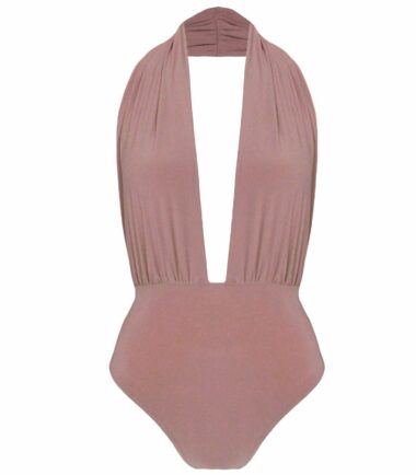Womens-Plain-Halter-Neck-Backless-Slinky-Leotard-Sleeveless-Bodysuit-Plunge-Top Womens Plain Halter Neck Backless Slinky Leotard Sleeveless Bodysuit Plunge Top