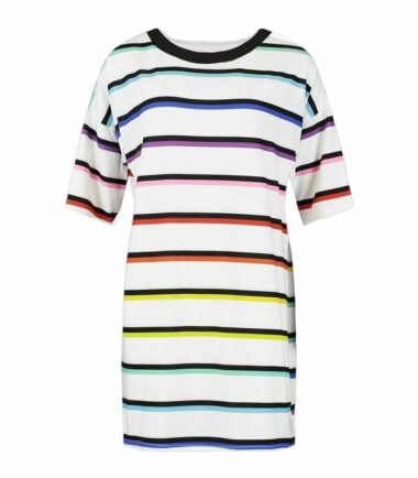 Womens-Ladies-Stripe-Boyfriend-T-Shirt-Short-Sleeve-Summer-PJ-Dress-Oversize-Top Womens Ladies Stripe Boyfriend T-Shirt Short Sleeve Summer PJ Dress Oversize Top