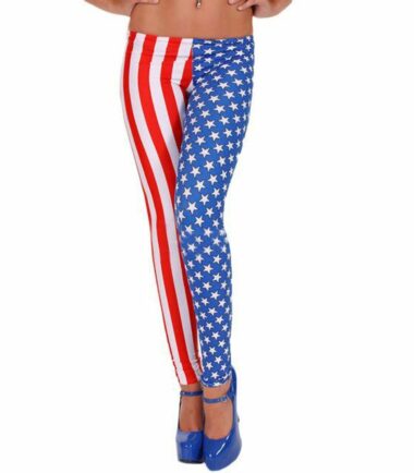 New Womens American USA Flag Stars And Stripes Printed Skinny Leggings Pants