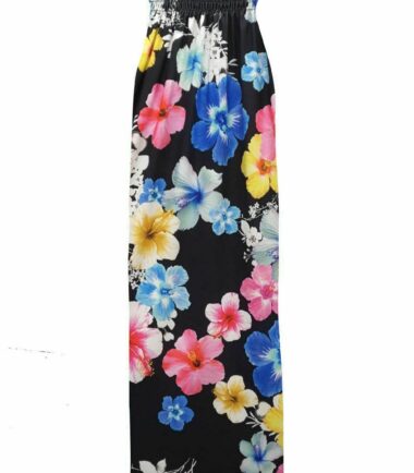 New-Womens-Tropical-Leaf-Floral-Print-Sheering-Boobtube-Bandeau-Long-Maxi-Dress New Womens Tropical Leaf Floral Print Sheering Boobtube Bandeau Long Maxi Dress