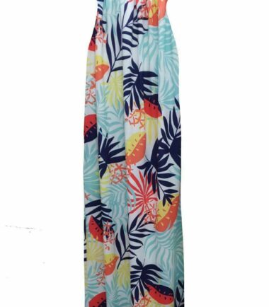 New-Womens-Tropical-Leaf-Floral-Print-Sheering-Boobtube-Bandeau-Long-Maxi-Dress New Womens Tropical Leaf Floral Print Sheering Boobtube Bandeau Long Maxi Dress