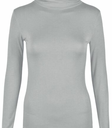 New Womens Plain Turtle Polo Neck Long Sleeve Basic Stretchy Jumper T-Shirt Top