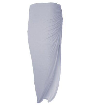 New-Womens-Plain-Ruched-Side-Split-Summer-Basic-Asymmetric-Gypsy-Long-Maxi-Skirt New Womens Plain Ruched Side Split Summer Basic Asymmetric Gypsy Long Maxi Skirt