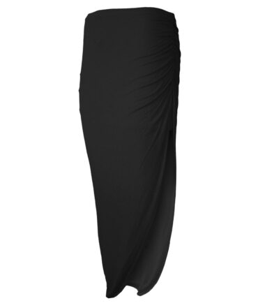 New-Womens-Plain-Ruched-Side-Split-Summer-Basic-Asymmetric-Gypsy-Long-Maxi-Skirt New Womens Plain Ruched Side Split Summer Basic Asymmetric Gypsy Long Maxi Skirt