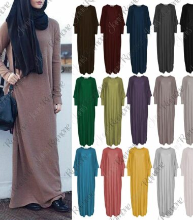 New-Womens-Plain-Abaya-Islamic-Burkha-Kaftan-Farasha-Jilbab-Jersey-Maxi-Dress New Womens Plain Abaya Islamic Burkha Kaftan Farasha Jilbab Jersey Maxi Dress