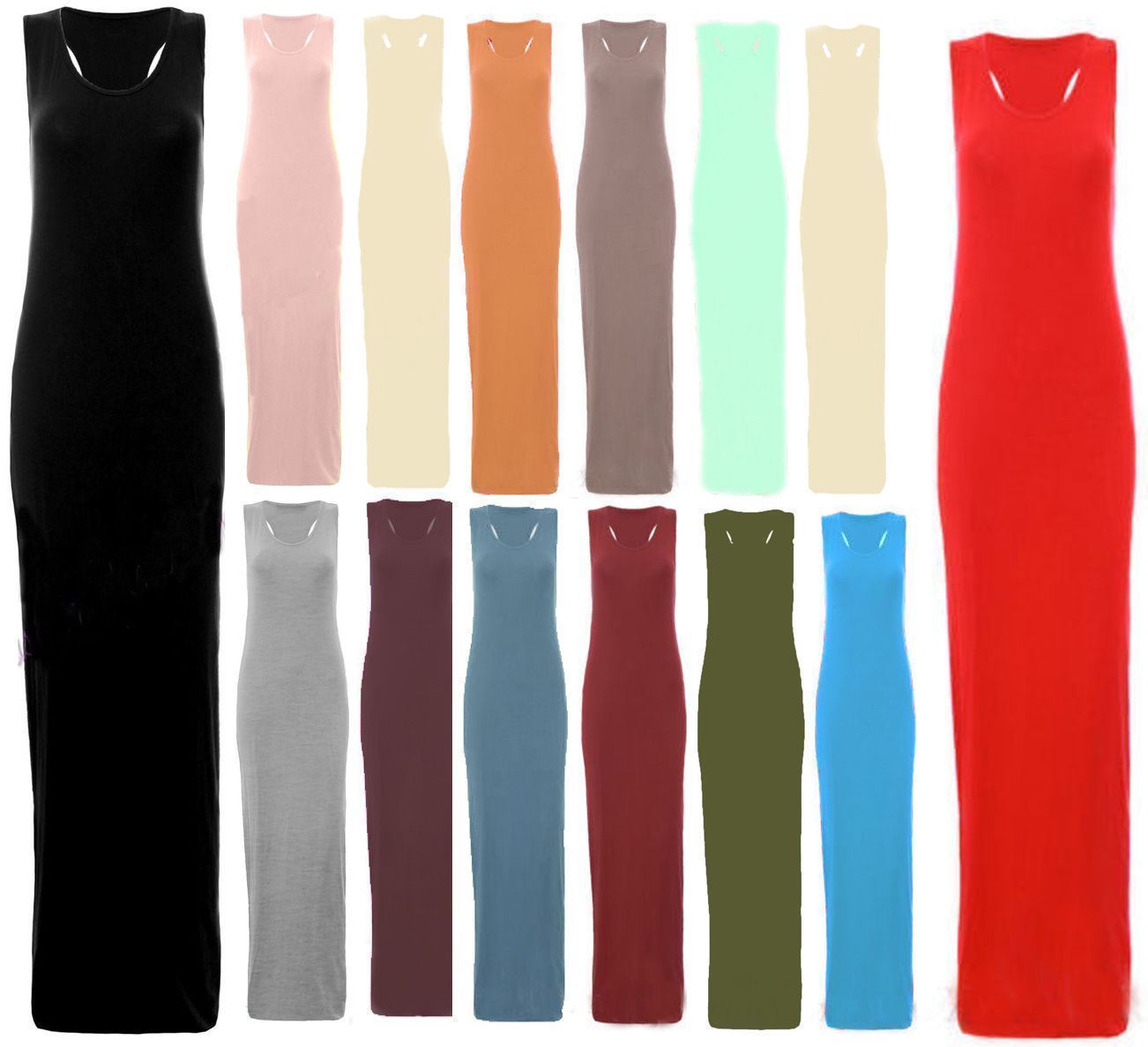 Womens-Ladies-Jersey-Muscle-Racer-Back-Maxi-Long-Vest-Summer-Dress-Sizes-8--26 Womens Ladies Jersey Muscle Racer Back Maxi Long Vest Summer Dress Sizes 8 -26