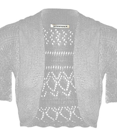 New Womens Ladies Crochet Knitted Bolero Shrug Short Cap Sleeve Crop CardiganTop