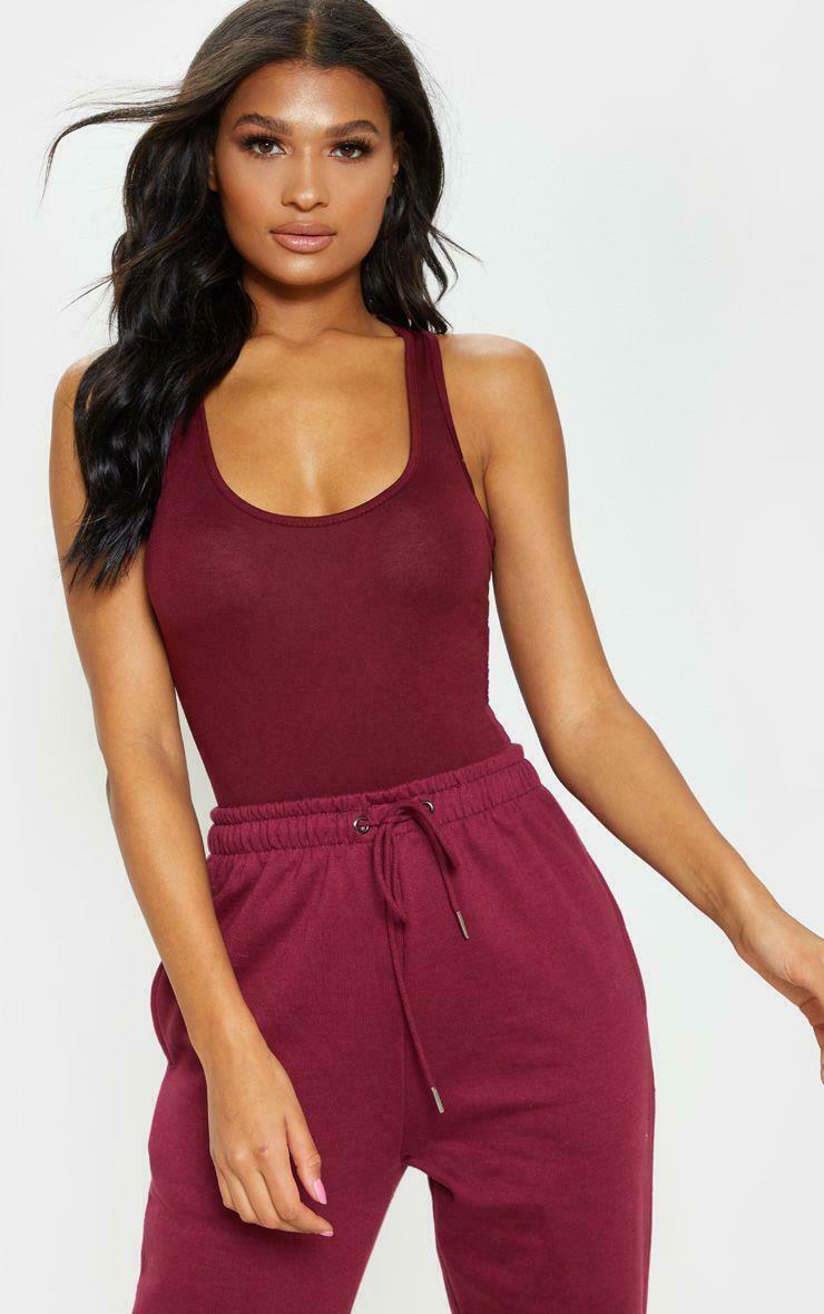 New-Womens-Sleeveless-Plain-Muscle-Racer-Back-Leotard-Stretchy-Bodysuit-Vest-Top New Womens Sleeveless Plain Muscle Racer Back Leotard Stretchy Bodysuit Vest Top