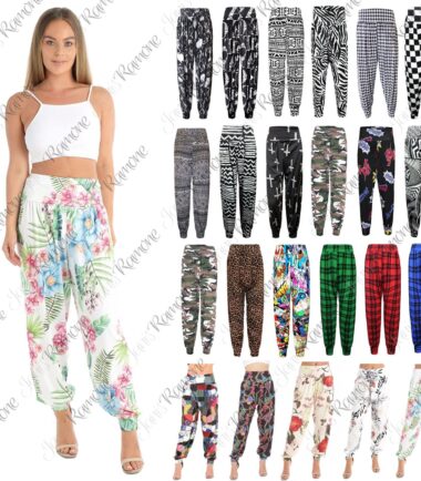 New Womens Ladies Printed Cuffed Bottom Ali Baba Harem Baggy Trousers Leggings