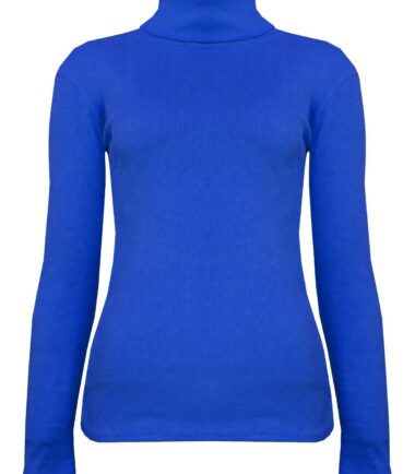 New-Womens-Plain-Ribbed-Knitted-Polo-Turtle-Neck-Stretch-Long-Sleeve-Jumper-Top New Womens Plain Ribbed Knitted Polo Turtle Neck Stretch Long Sleeve Jumper Top