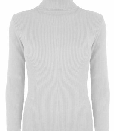 New-Womens-Plain-Ribbed-Knitted-Polo-Turtle-Neck-Stretch-Long-Sleeve-Jumper-Top New Womens Plain Ribbed Knitted Polo Turtle Neck Stretch Long Sleeve Jumper Top