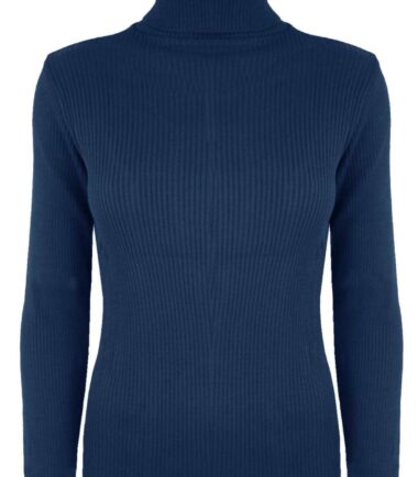New-Womens-Plain-Ribbed-Knitted-Polo-Turtle-Neck-Stretch-Long-Sleeve-Jumper-Top New Womens Plain Ribbed Knitted Polo Turtle Neck Stretch Long Sleeve Jumper Top