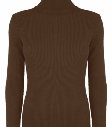 New-Womens-Plain-Ribbed-Knitted-Polo-Turtle-Neck-Stretch-Long-Sleeve-Jumper-Top New Womens Plain Ribbed Knitted Polo Turtle Neck Stretch Long Sleeve Jumper Top