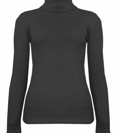 New-Womens-Plain-Ribbed-Knitted-Polo-Turtle-Neck-Stretch-Long-Sleeve-Jumper-Top New Womens Plain Ribbed Knitted Polo Turtle Neck Stretch Long Sleeve Jumper Top