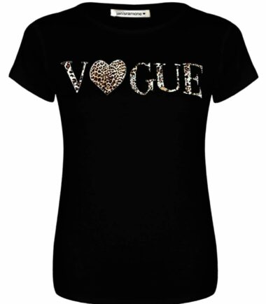 Womens Vogue Heart Leopard Print Short Sleeve Fitted Jersey Casual T-Shirt Tops