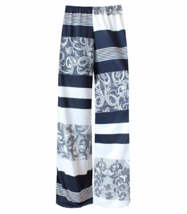New Womens Abstact Printed Flared Wide Leg Parallel Pant Summer Trousers Palazzo