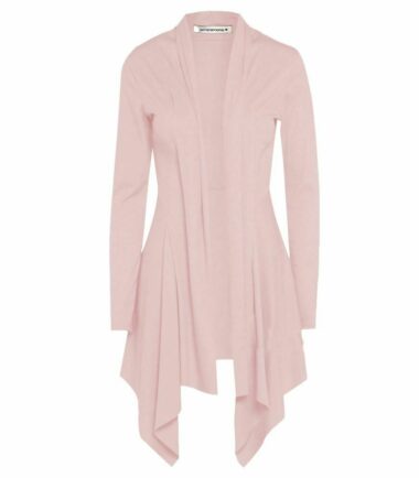 New Womens Open Front Plain Long Sleeve Waterfall Cardigan Ribbed Drape Coat Top