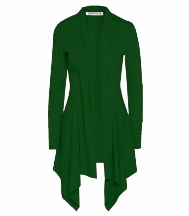New Womens Open Front Plain Long Sleeve Waterfall Cardigan Ribbed Drape Coat Top
