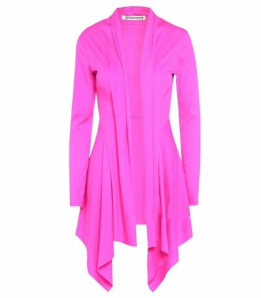 New Womens Open Front Plain Long Sleeve Waterfall Cardigan Ribbed Drape Coat Top
