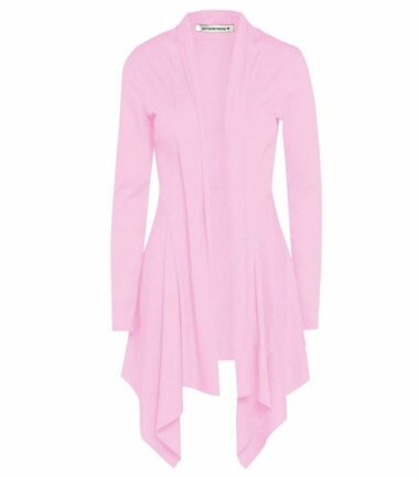 New Womens Open Front Plain Long Sleeve Waterfall Cardigan Ribbed Drape Coat Top