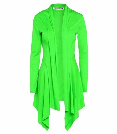 New Womens Open Front Plain Long Sleeve Waterfall Cardigan Ribbed Drape Coat Top