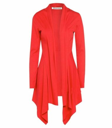 New Womens Open Front Plain Long Sleeve Waterfall Cardigan Ribbed Drape Coat Top