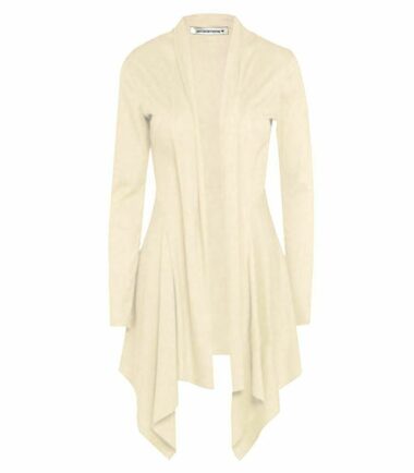 New Womens Open Front Plain Long Sleeve Waterfall Cardigan Ribbed Drape Coat Top