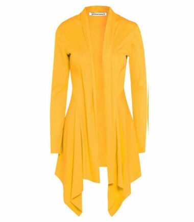 New Womens Open Front Plain Long Sleeve Waterfall Cardigan Ribbed Drape Coat Top
