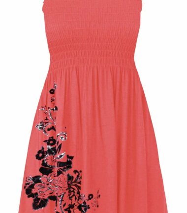 New Womens Floral Glitter Print Bandeau Boobtube Sheering Swing Mini Dress Top