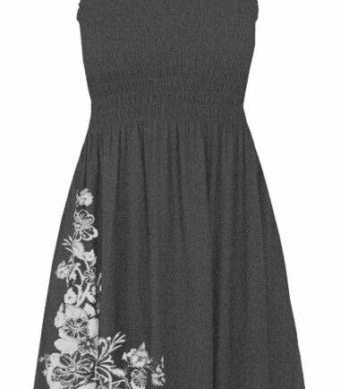 New Womens Floral Glitter Print Bandeau Boobtube Sheering Swing Mini Dress Top