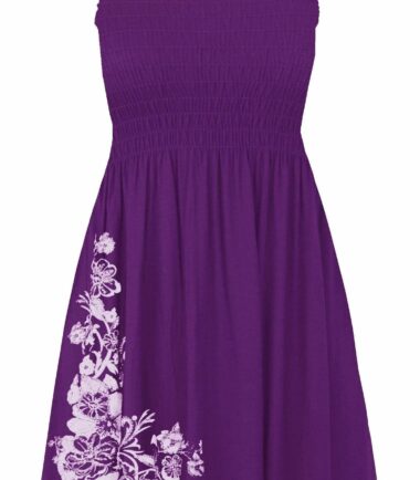 New Womens Floral Glitter Print Bandeau Boobtube Sheering Swing Mini Dress Top
