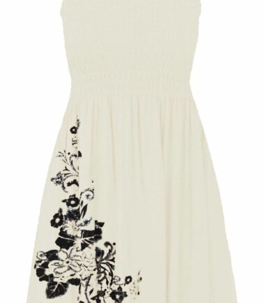 New Womens Floral Glitter Print Bandeau Boobtube Sheering Swing Mini Dress Top