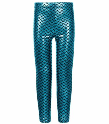 New Kids Girls Mermaid Fish Scale Holographic SlimFit Metallic Leggings Trousers